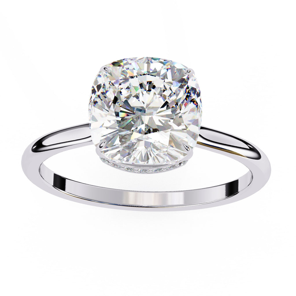 Radiant Central Stone Diamond Ring with Shimmering Side Accents