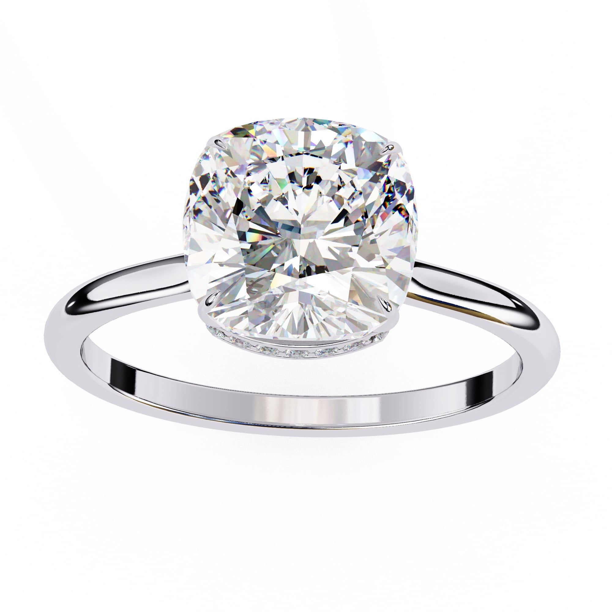 Radiant Central Stone Diamond Ring with Shimmering Side Accents