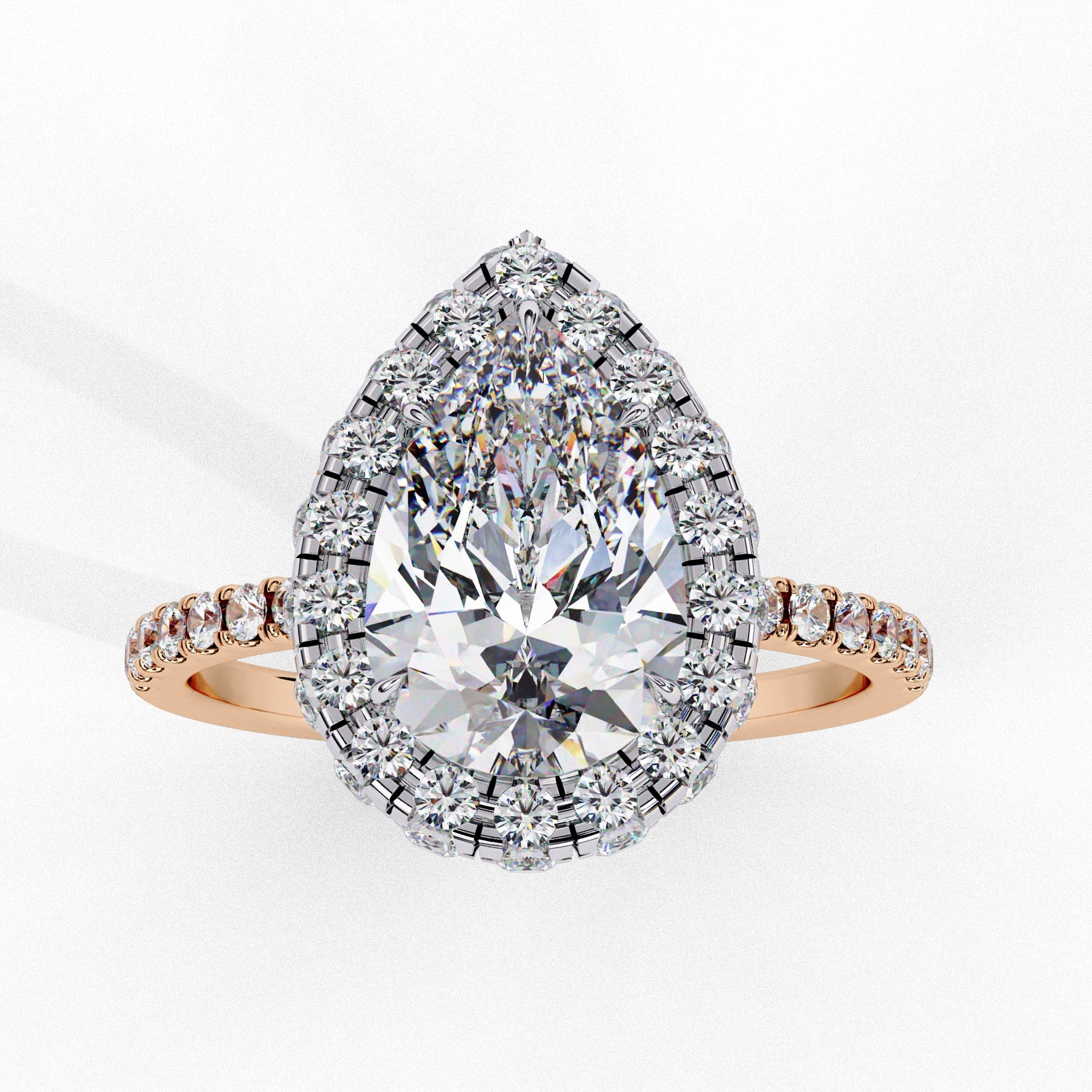Elegant Central Stone Diamond Halo Ring