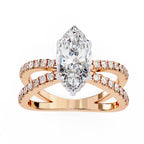 Radiant Central Stone Diamond Ring with Shimmering Side Accents