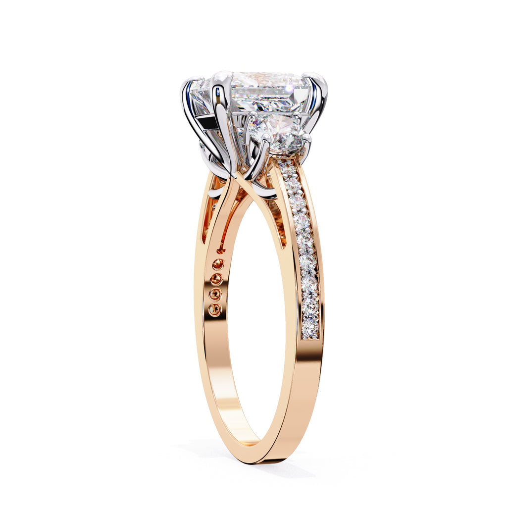 Elegant Diamond Central Stone Ring with Shimmering Side Accents