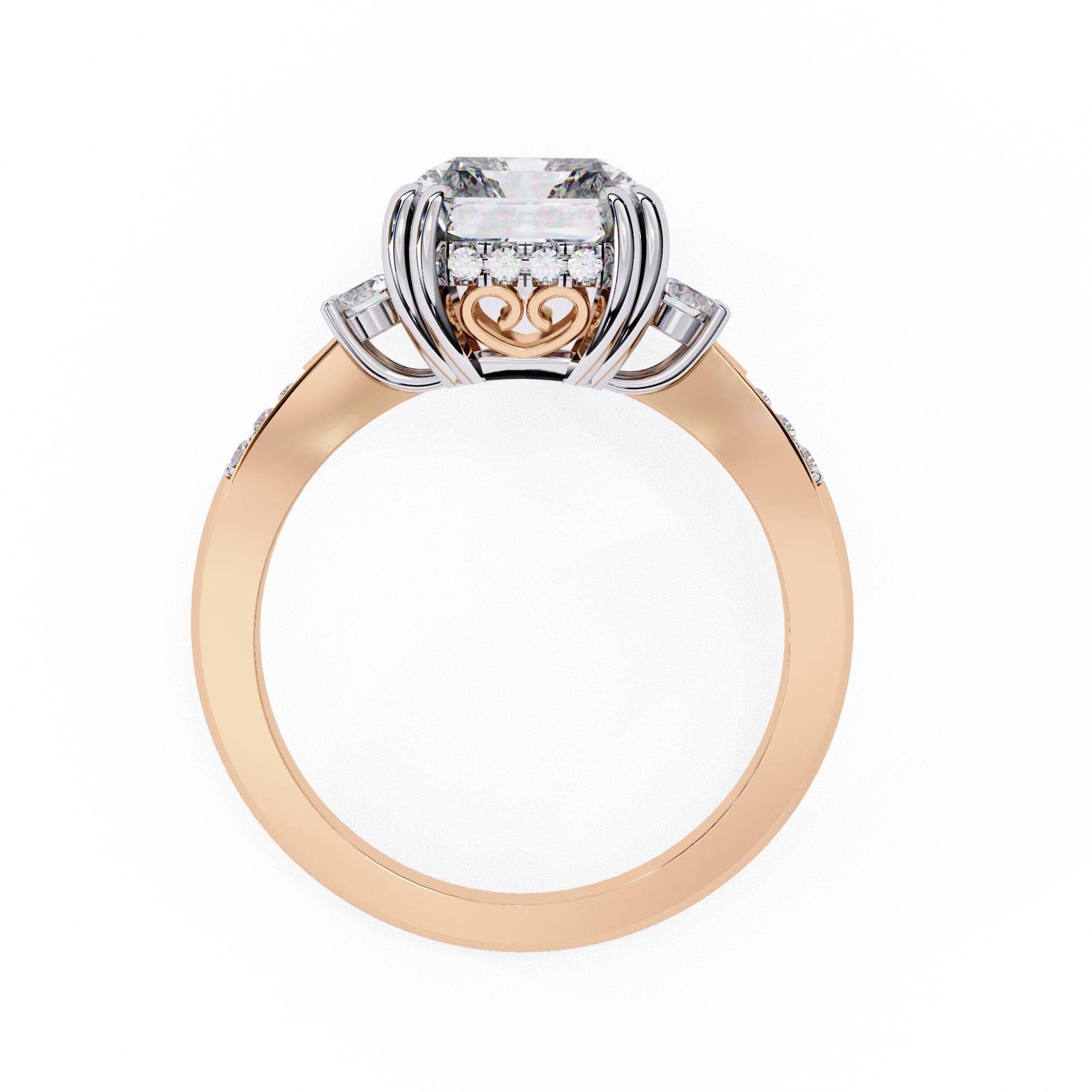 Elegant Central Stone Diamond Ring with Radiant Side Accents