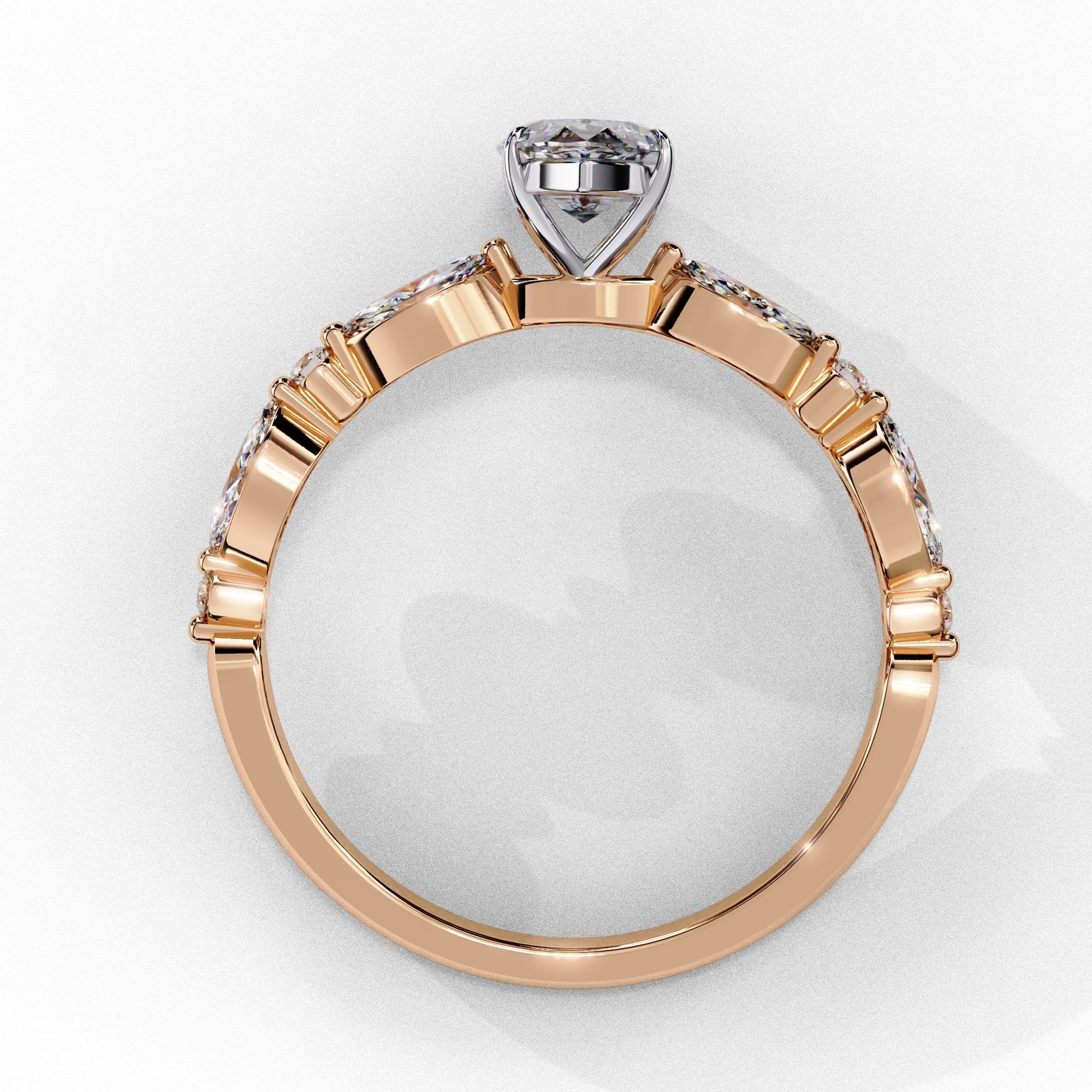Elegant Central Stone Diamond Ring with Radiant Side Accents