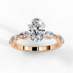 Radiant Central Stone Diamond Ring with Shimmering Side Accents