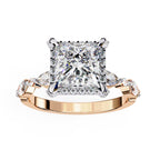 Radiant Central Stone Diamond Ring with Shimmering Side Accents