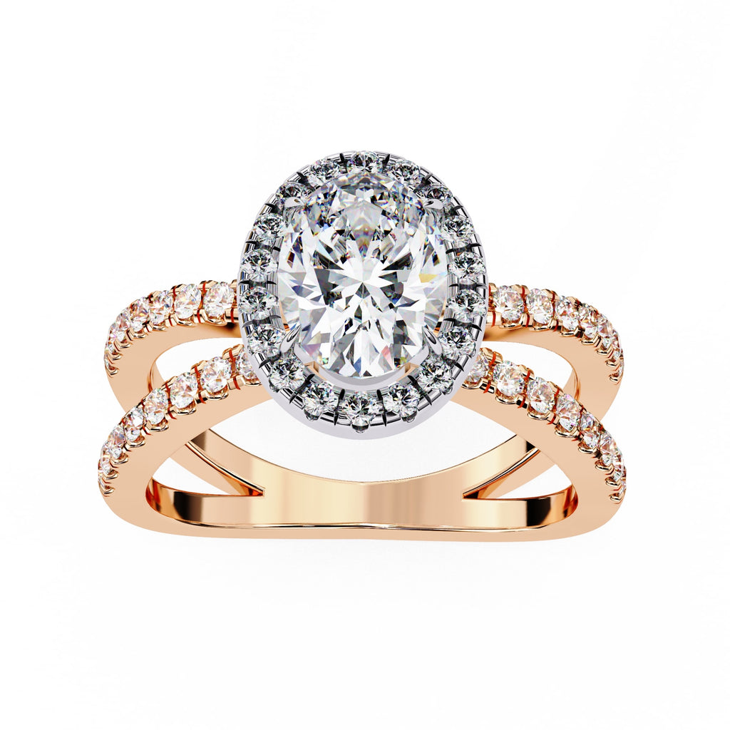 Radiant Central Stone Diamond Ring with Shimmering Side Accents