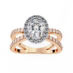 Radiant Central Stone Diamond Ring with Shimmering Side Accents