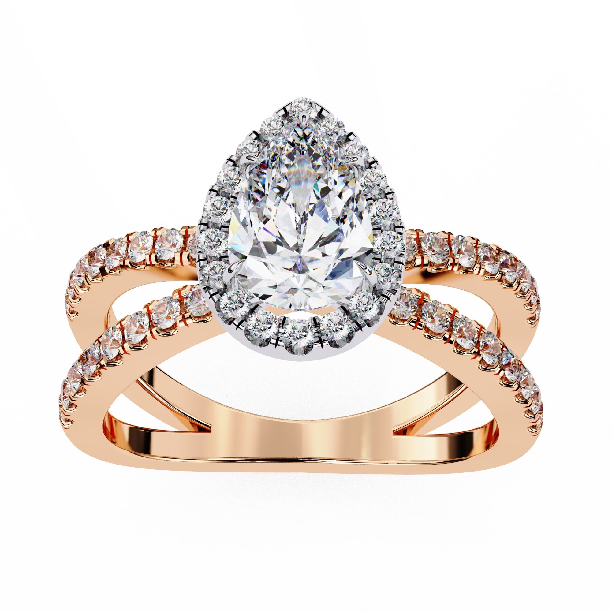 Radiant Central Stone Diamond Ring with Shimmering Side Accents