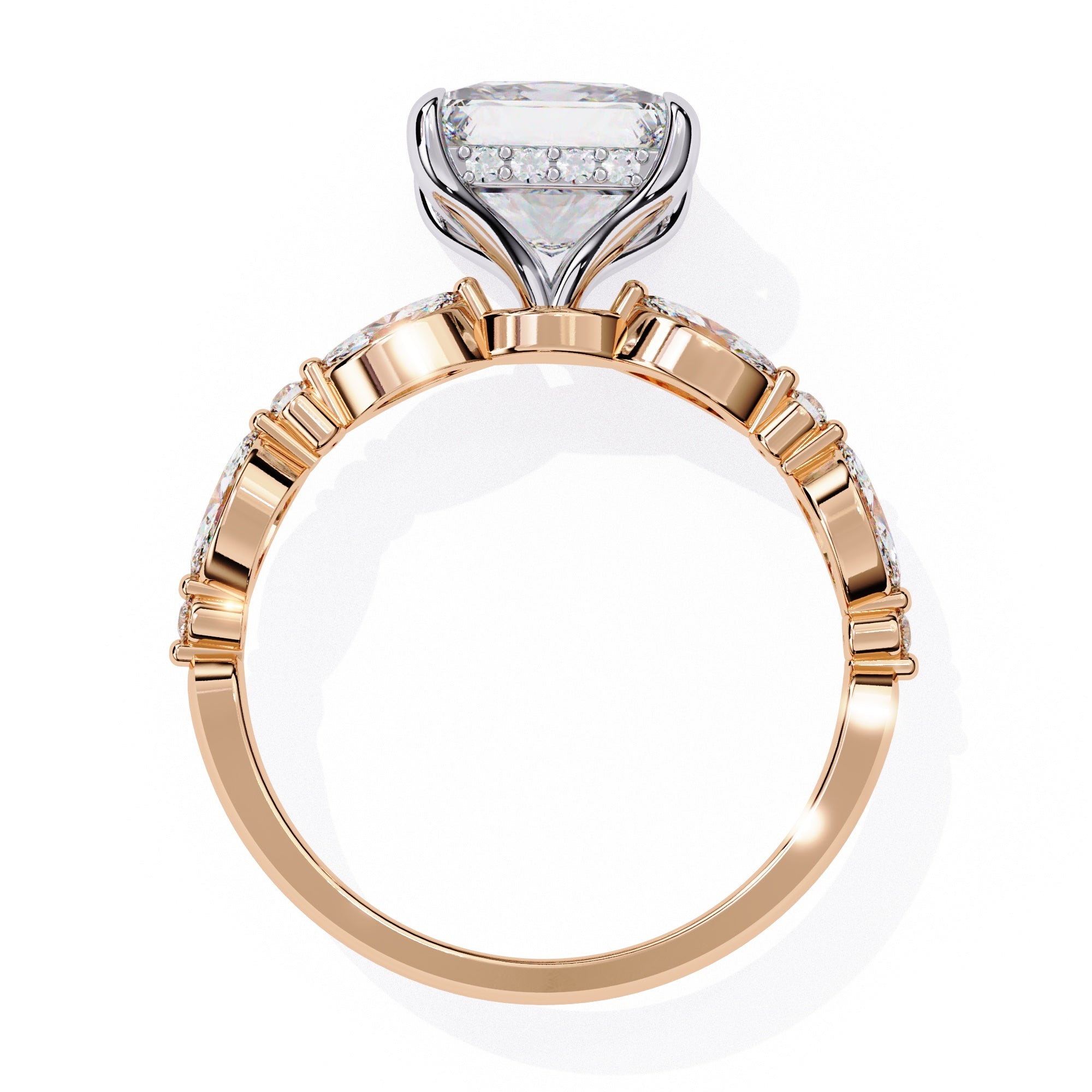Elegant Central Stone Diamond Ring with Radiant Side Accents