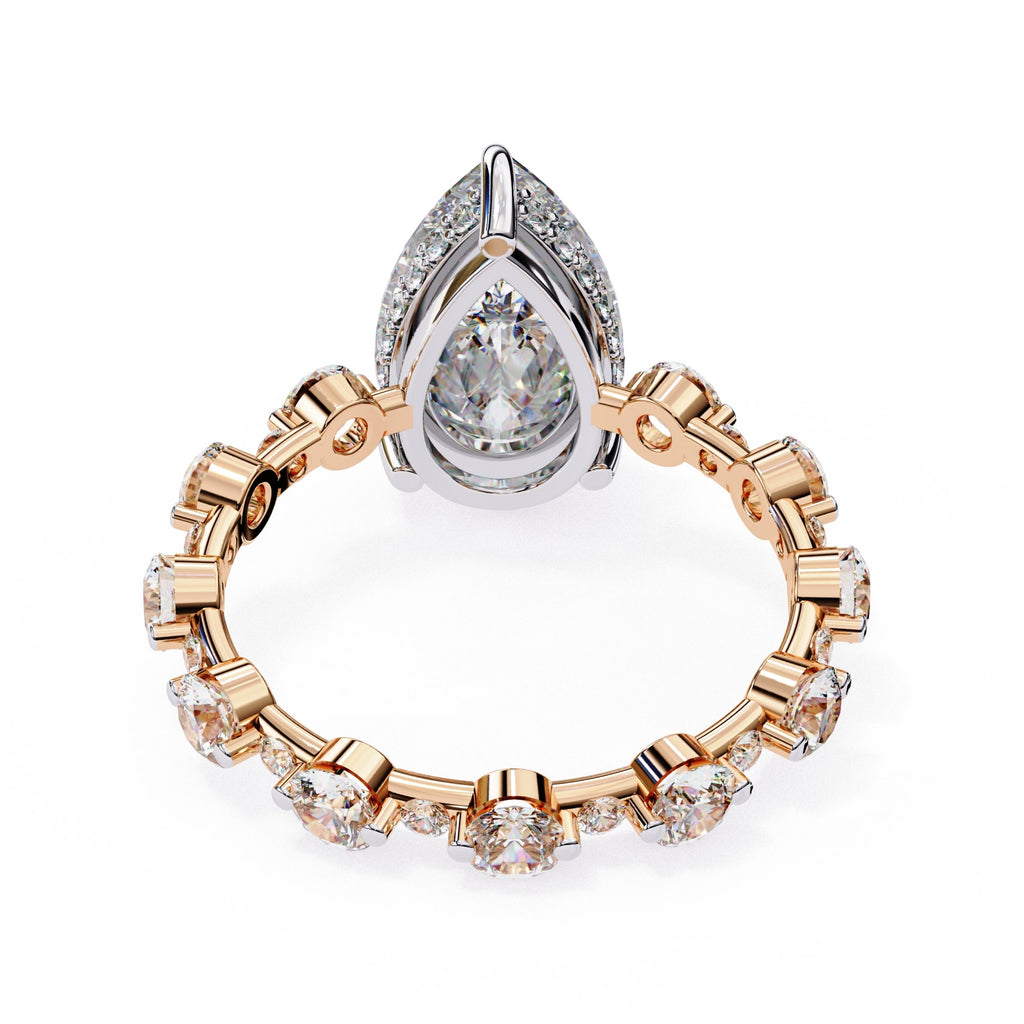 Radiant Central Stone Diamond Ring with Shimmering Side Accents