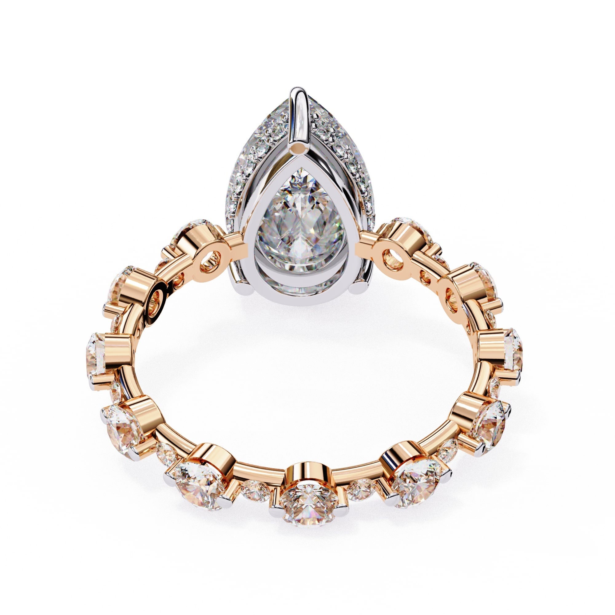 Radiant Central Stone Diamond Ring with Shimmering Side Accents