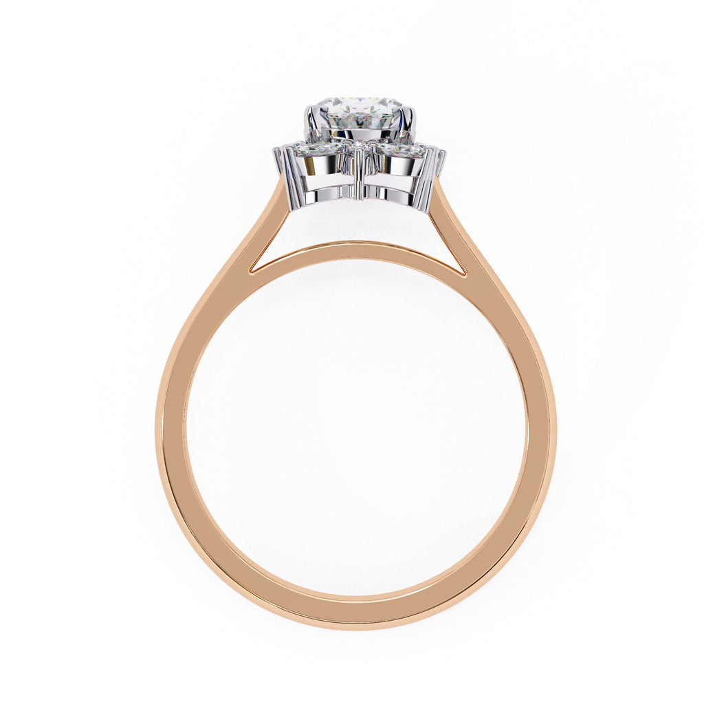 Radiant Central Stone Diamond Ring with Shimmering Side Accents