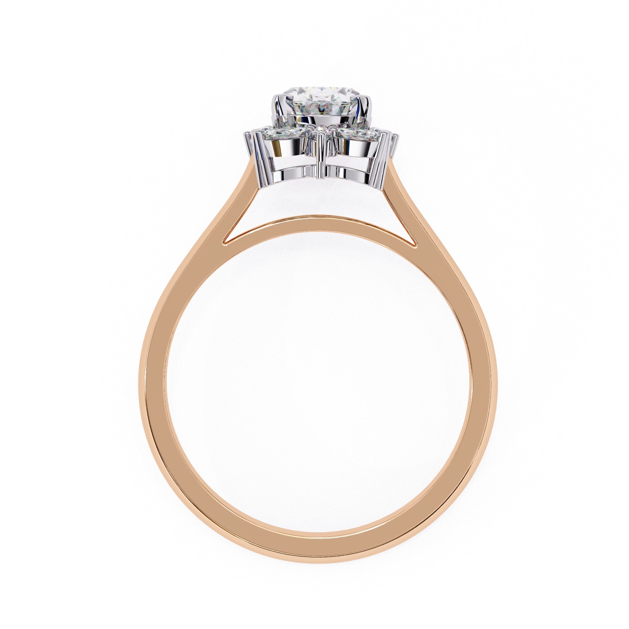 Radiant Central Stone Diamond Ring with Shimmering Side Accents