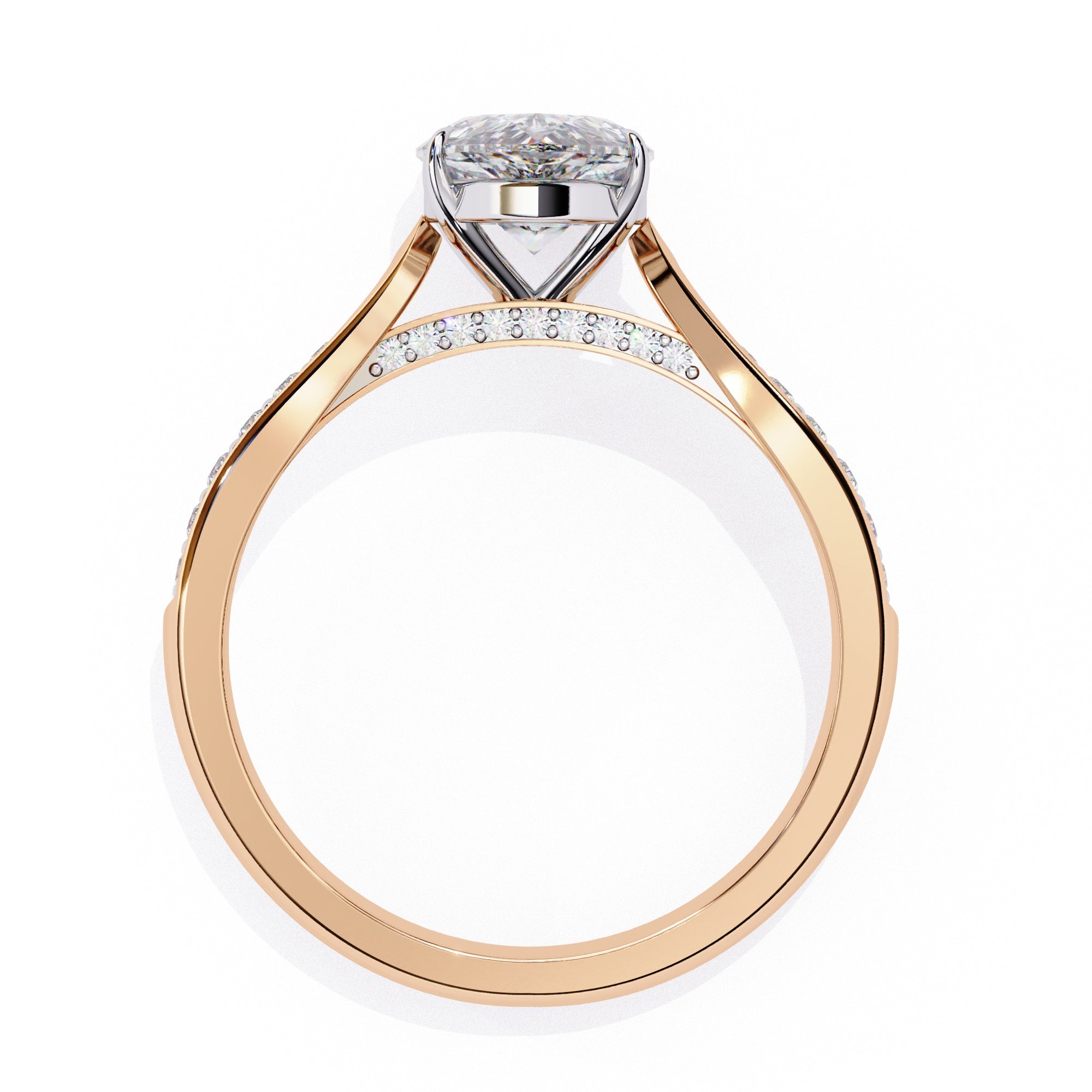 Radiant Central Stone Diamond Ring with Shimmering Side Accents