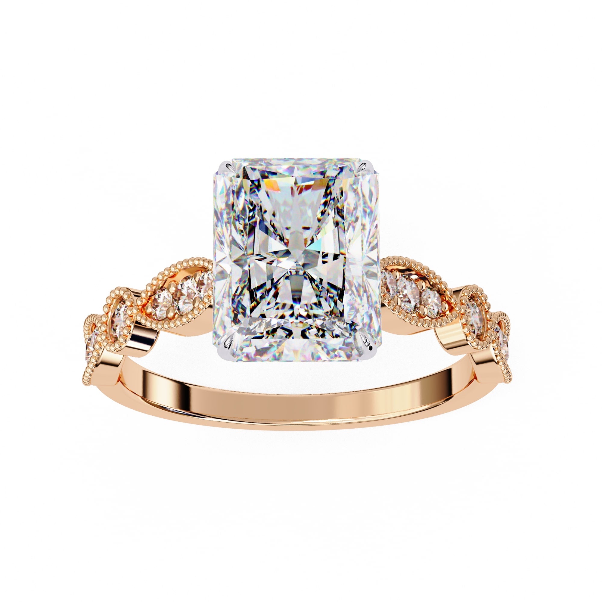 Elegant Side Stone Diamond Central Ring