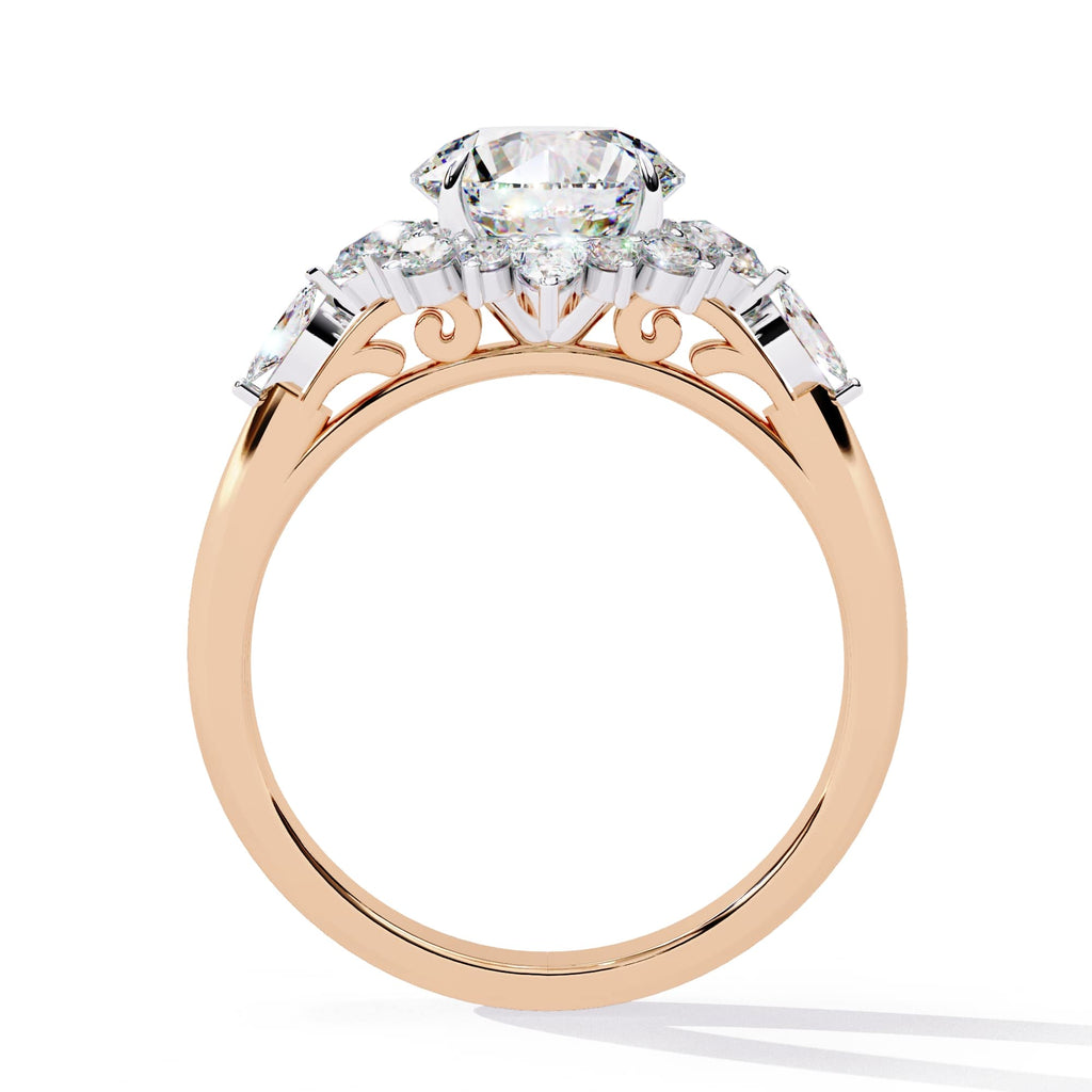 Radiant Central Stone Diamond Ring with Sparkling Side Accents