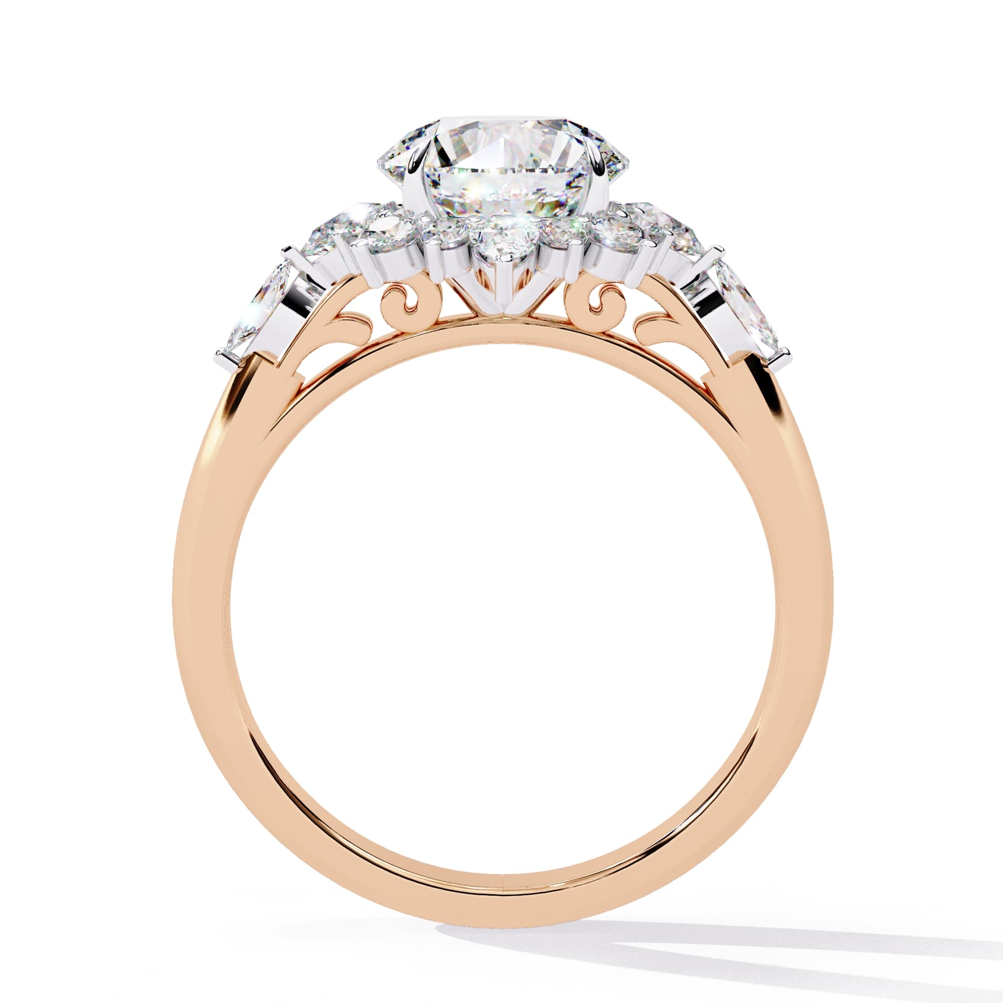 Radiant Central Stone Diamond Ring with Sparkling Side Accents