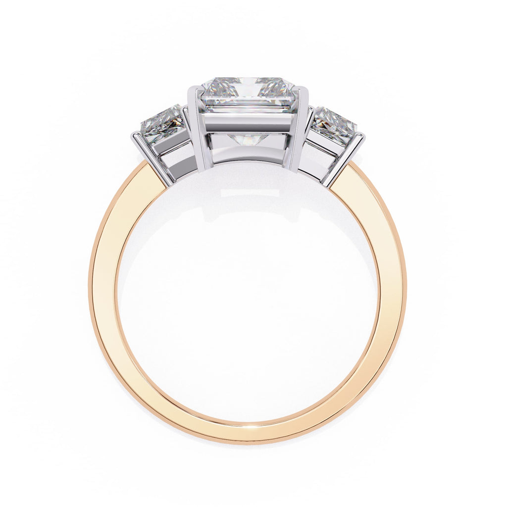 Radiant Central Stone Diamond Side Accents Ring