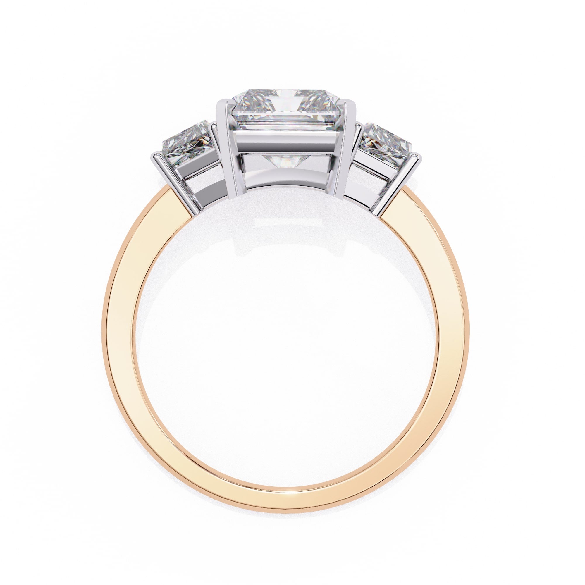 Radiant Central Stone Diamond Side Accents Ring