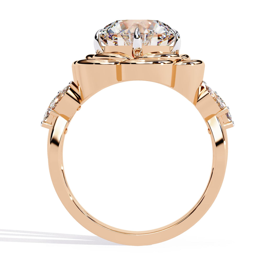 Radiant Central Stone Diamond Ring with Shimmering Side Accents