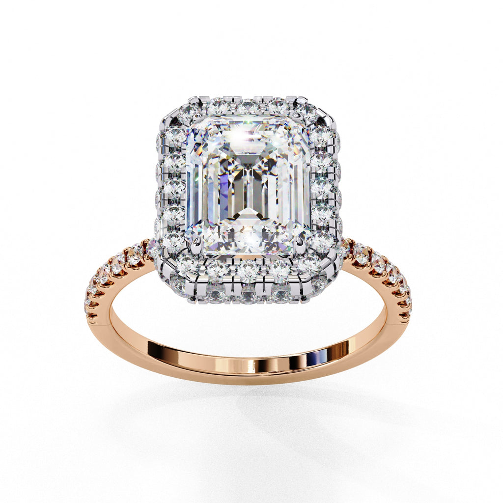 Radiant Central Stone Diamond Ring with Shimmering Side Accents