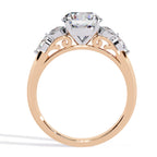 Radiant Central Stone Diamond Ring with Shimmering Side Accents