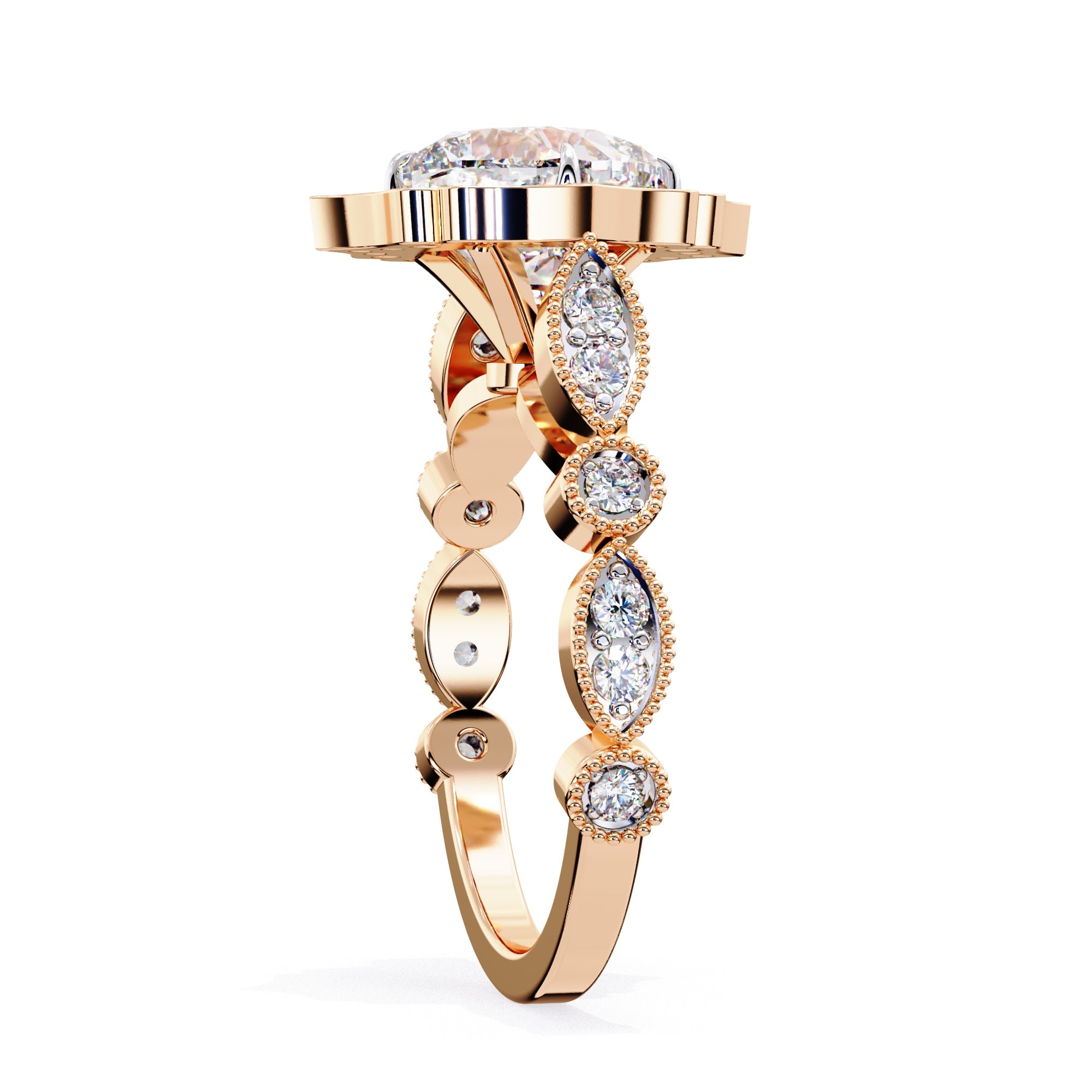Elegant Diamond Central Stone and Side Accents Ring