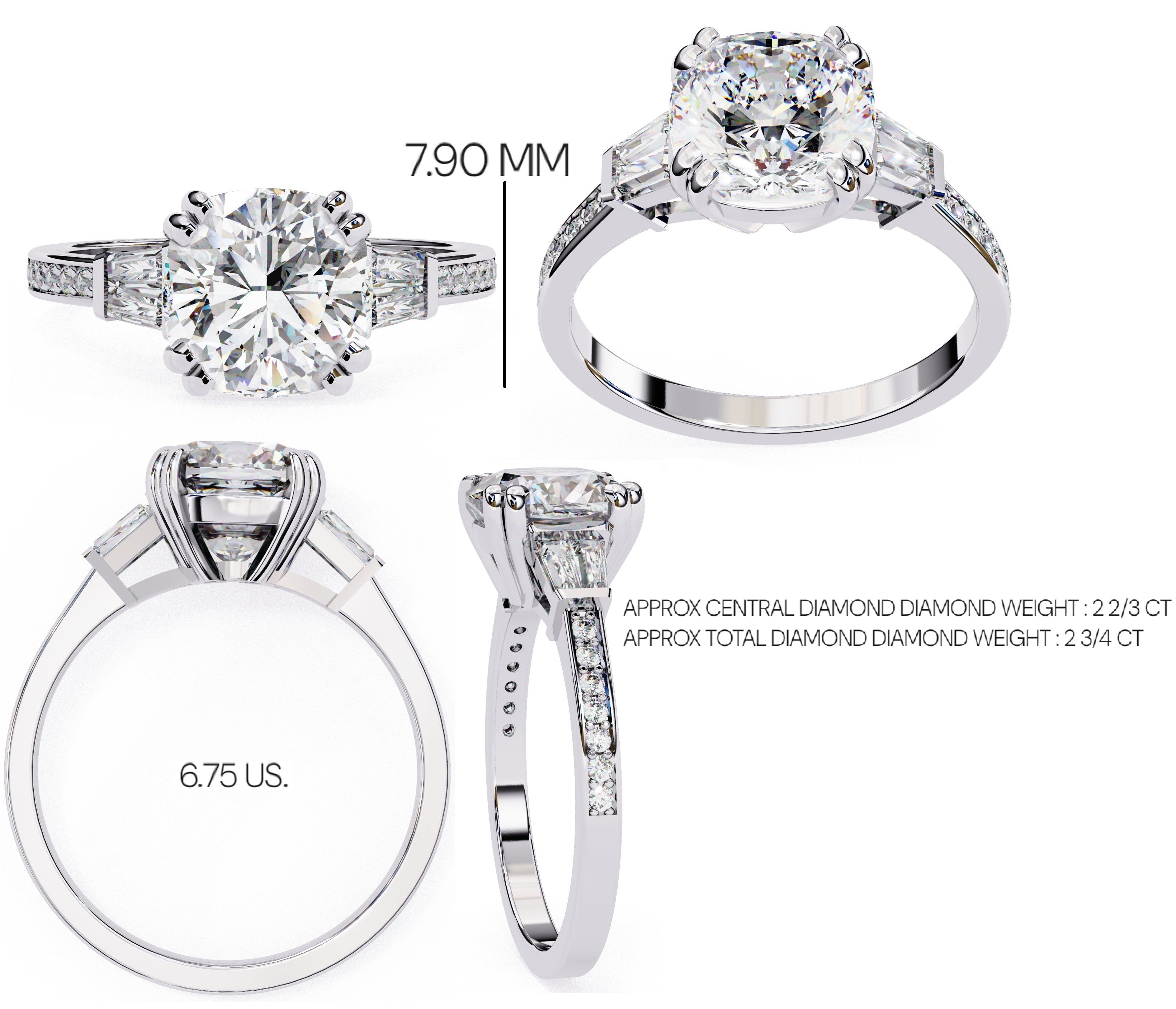 Elegant Central Stone Diamond Ring with Side Accents