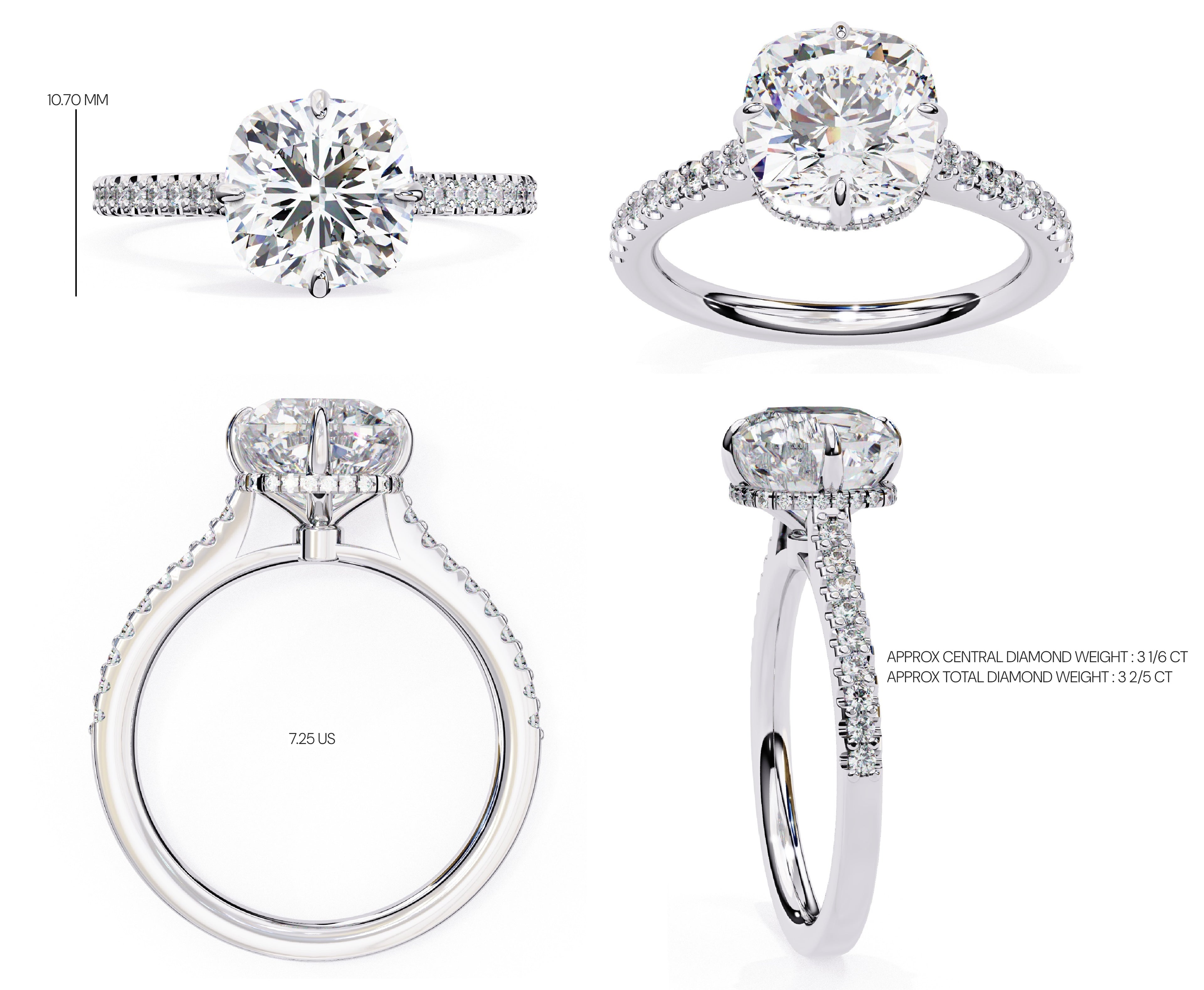 Elegant Central Stone Diamond Ring with Side Stone Accents