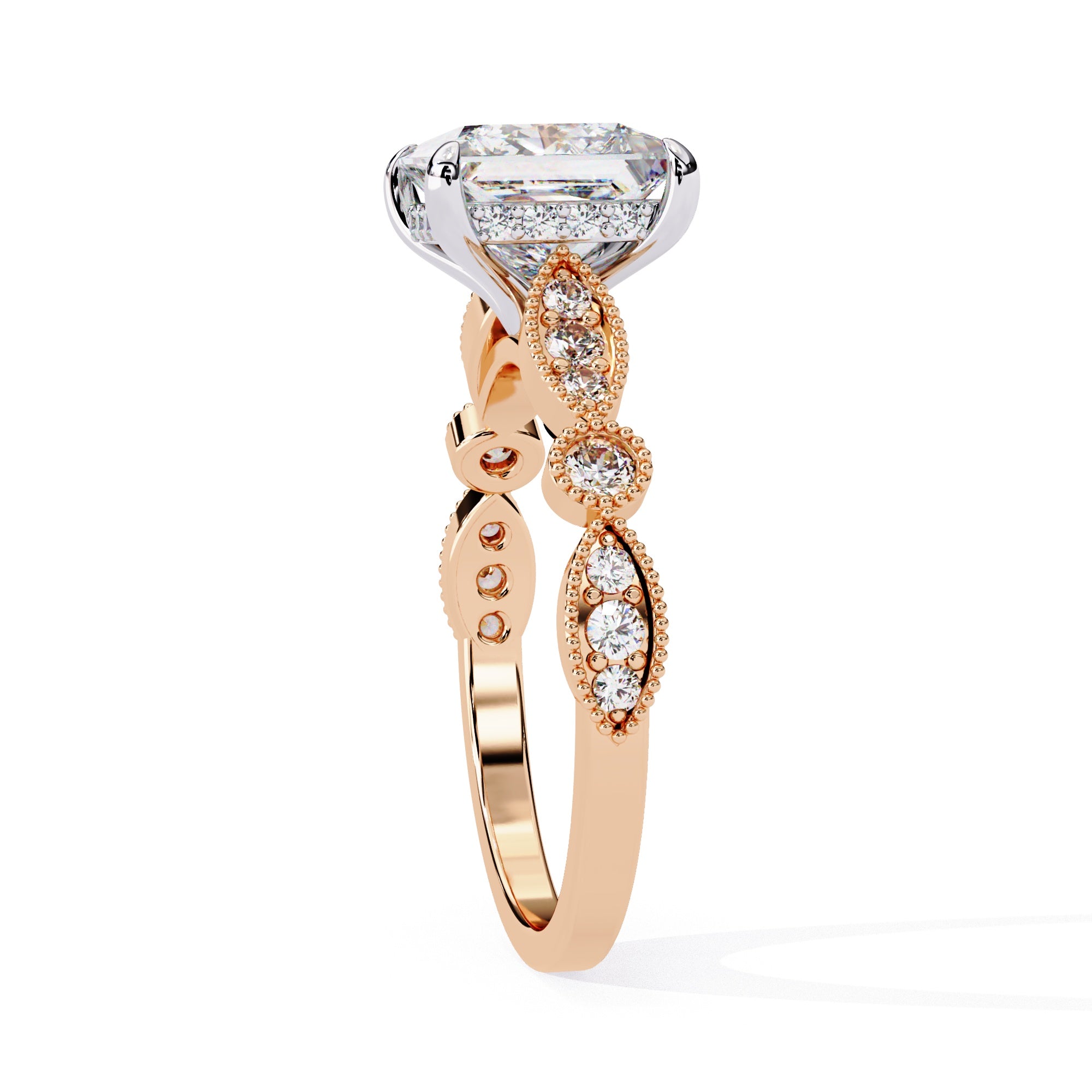 Elegant Central Stone Diamond Ring with Radiant Side Accents