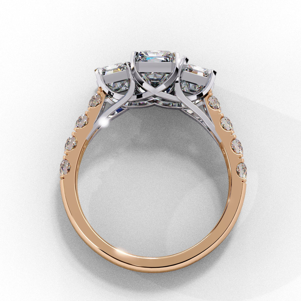 Radiant Multi-Stone Diamond Ring with Brilliant Side Accents