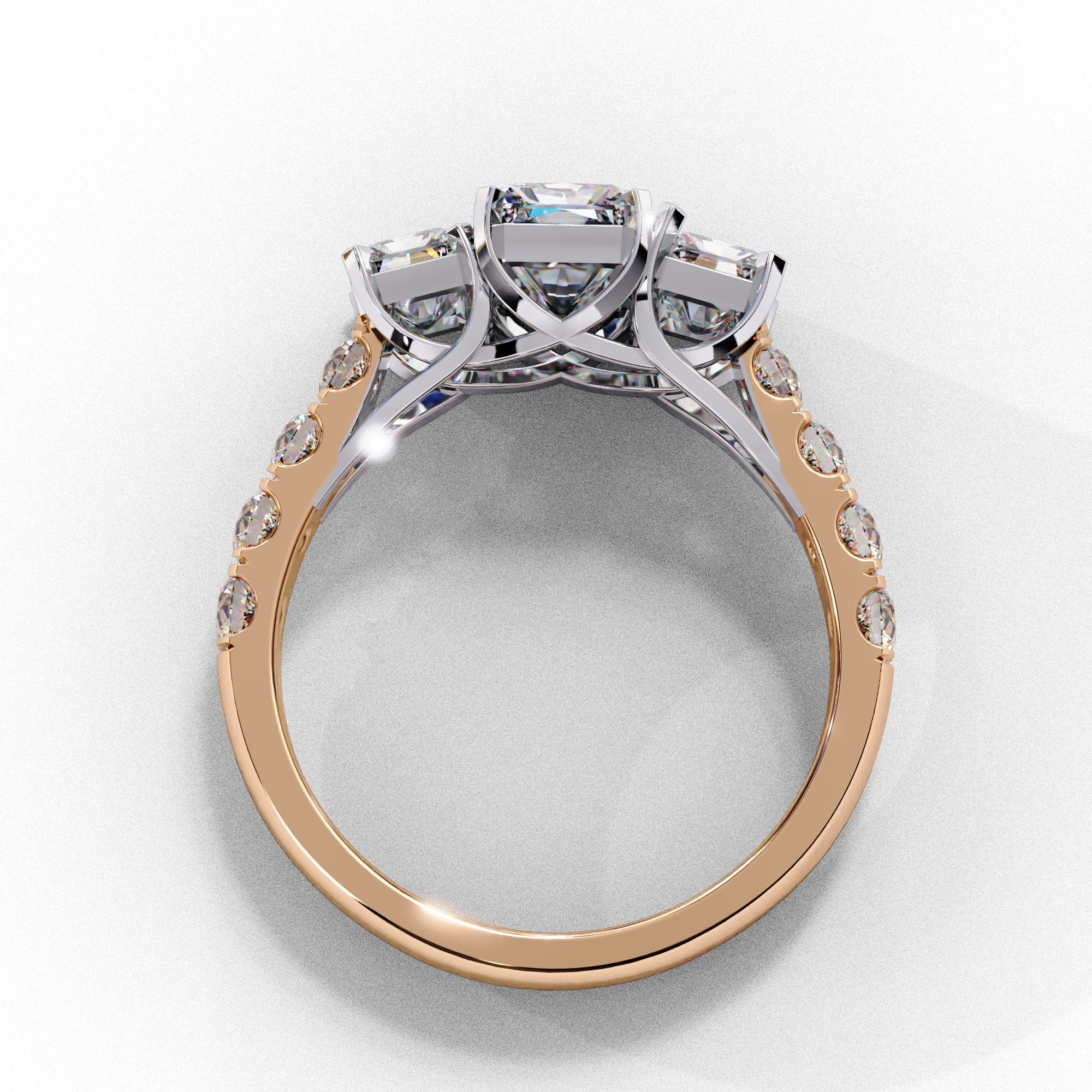 Radiant Multi-Stone Diamond Ring with Brilliant Side Accents