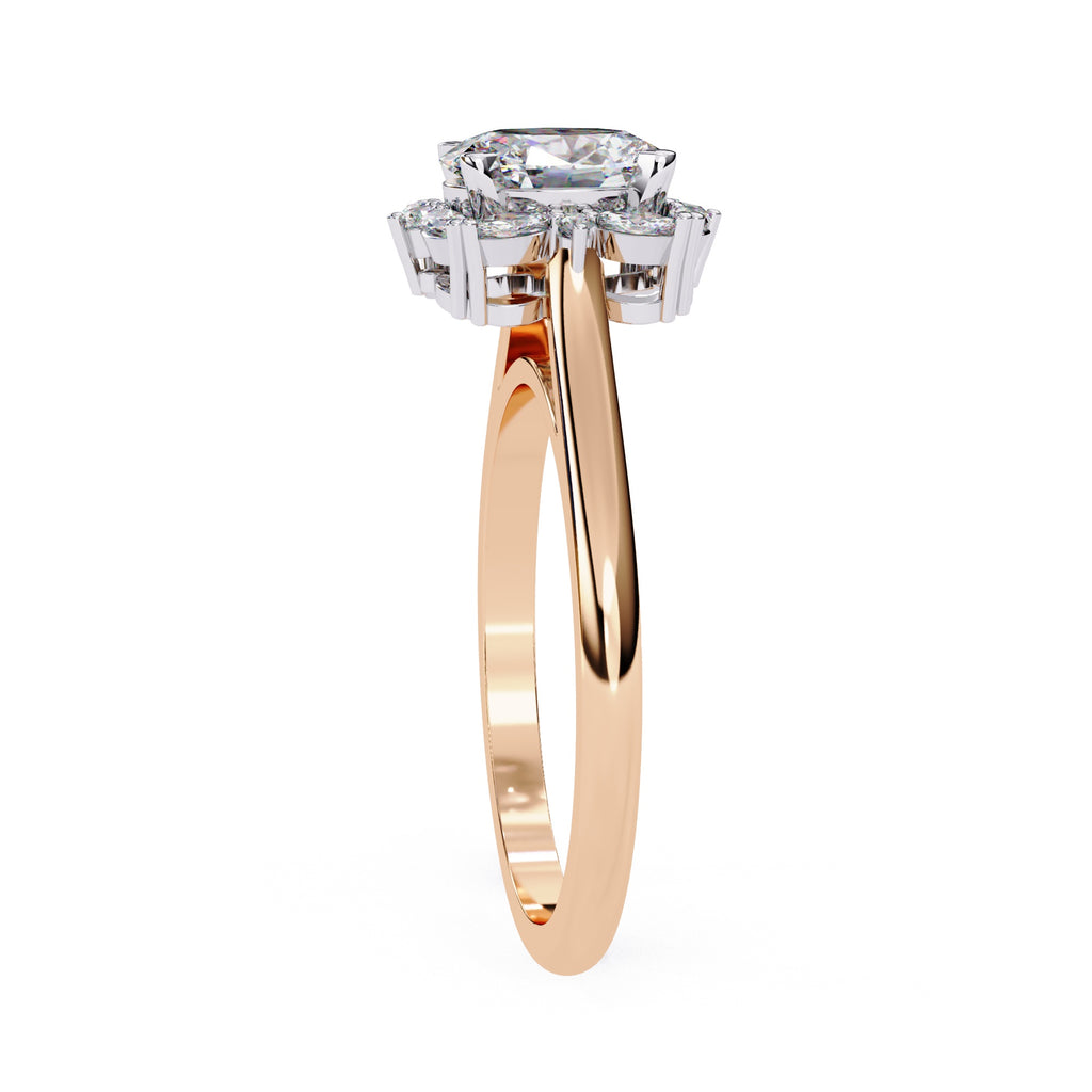 Radiant Central Stone Diamond Ring with Shimmering Side Accents