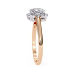 Radiant Central Stone Diamond Ring with Shimmering Side Accents