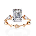 Radiant Central Stone Diamond Ring with Shimmering Side Accents