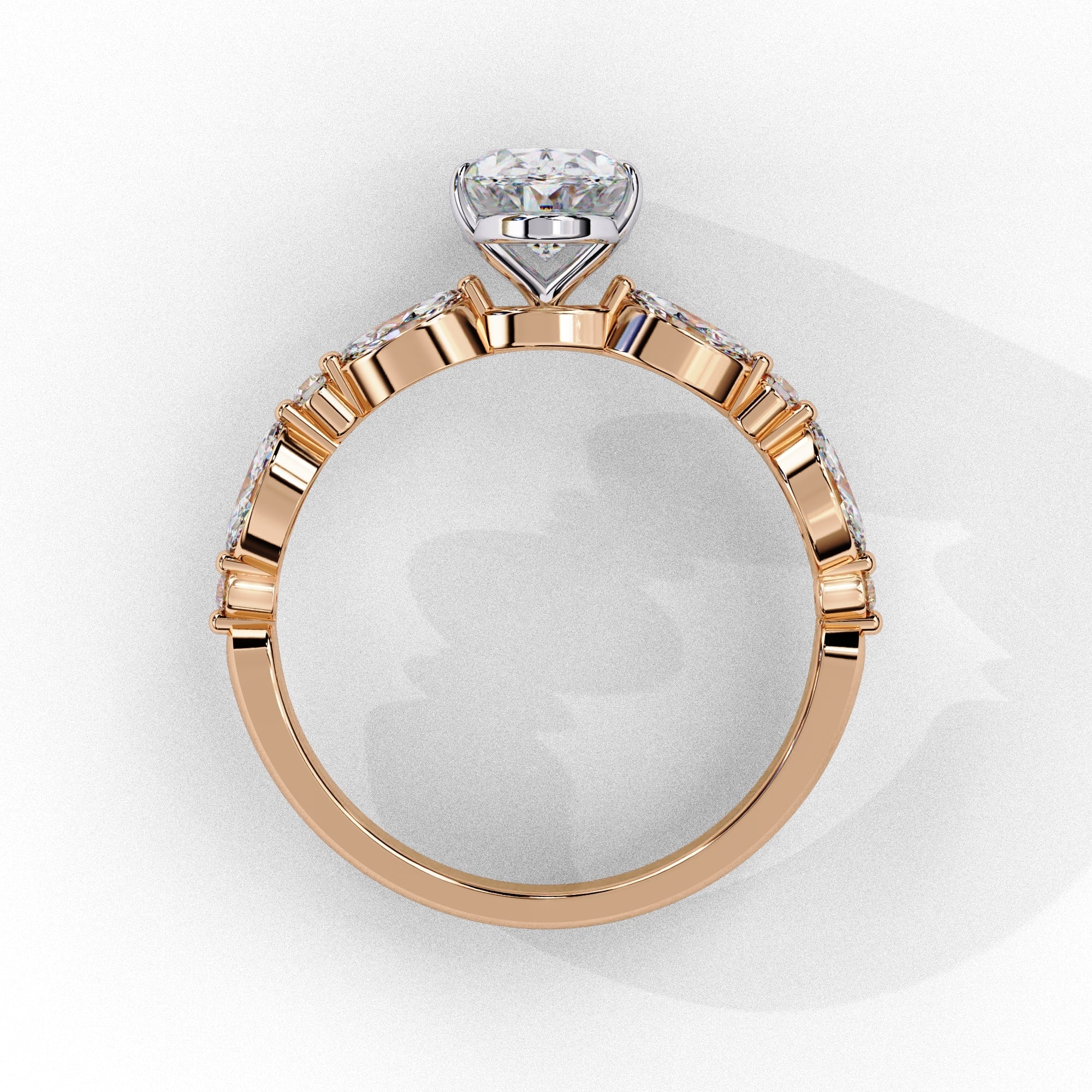 Radiant Central Stone Diamond Ring with Shimmering Side Accents