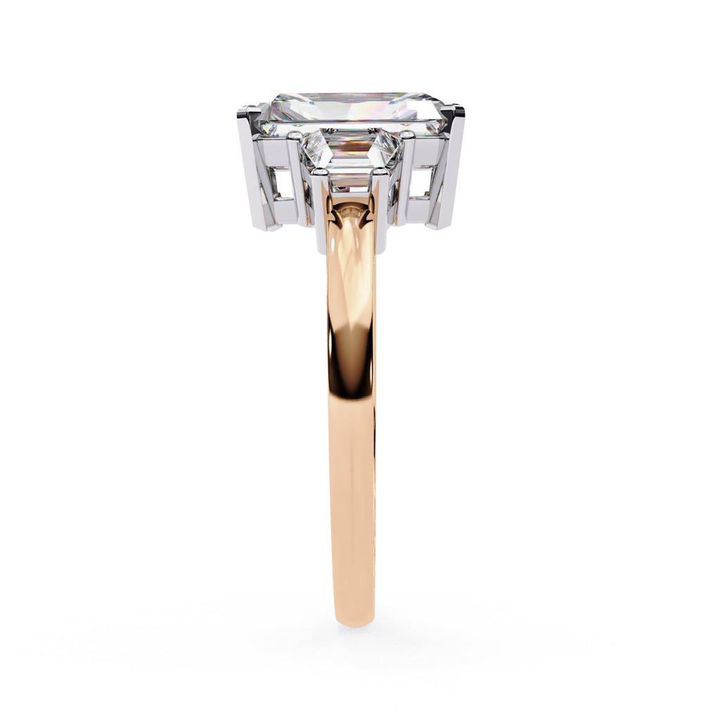 Radiant Central Stone Diamond Side Accents Ring