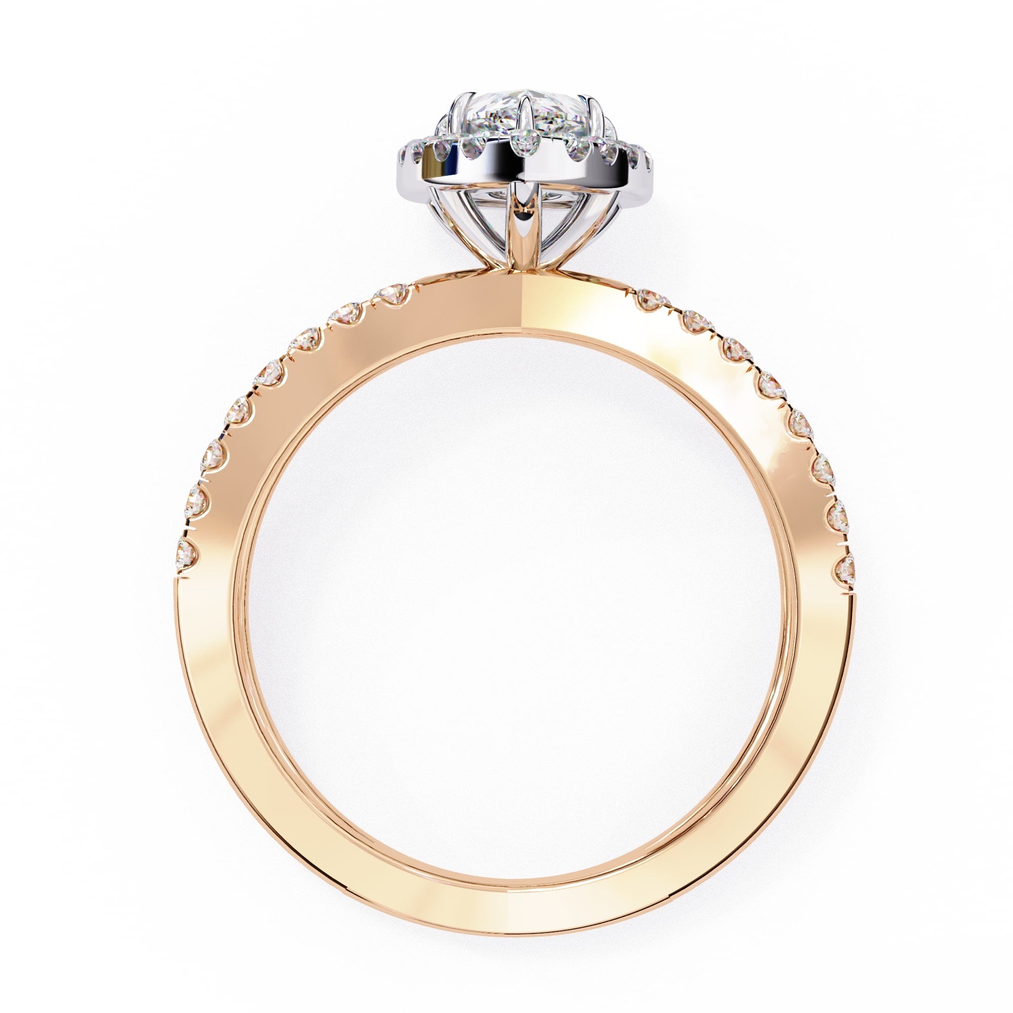 Radiant Central Stone Diamond Ring with Shimmering Side Accents