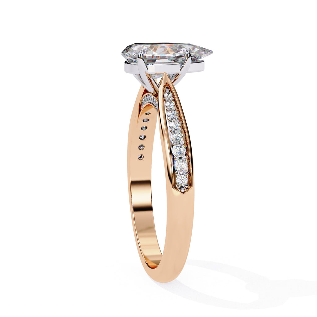 Radiant Central Stone Diamond Ring with Shimmering Side Accents