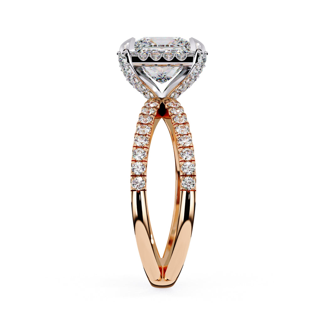 Radiant Central Stone Diamond Elegance Ring