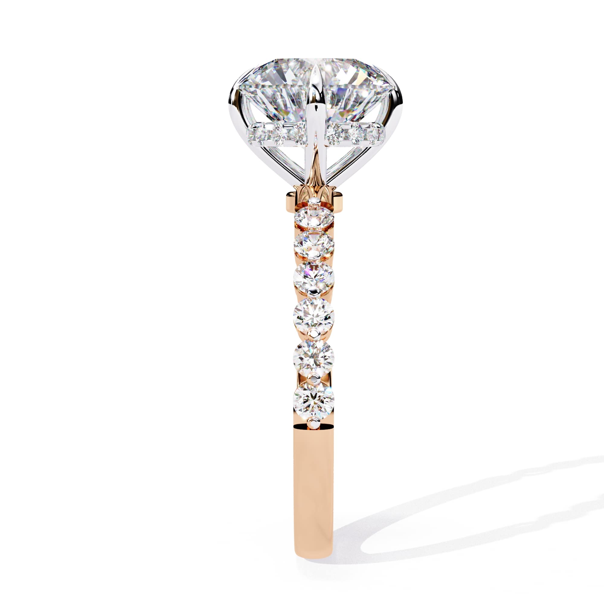 Radiant Central Brilliance Side Stone Ring