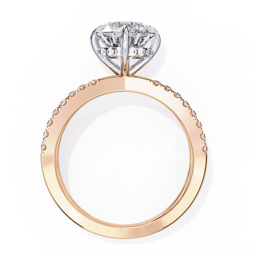 Radiant Central Stone Diamond Ring with Shimmering Side Accents