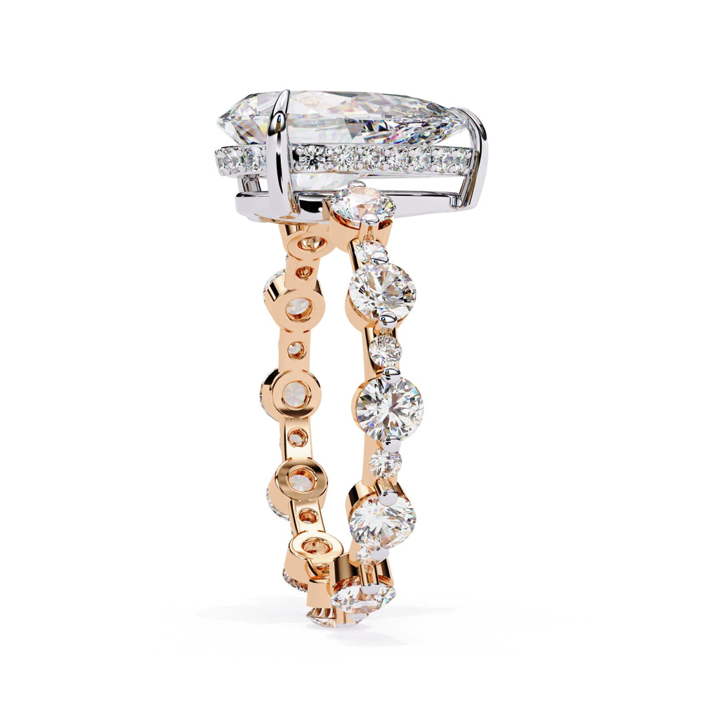 Radiant Central Stone Diamond Ring with Shimmering Side Accents