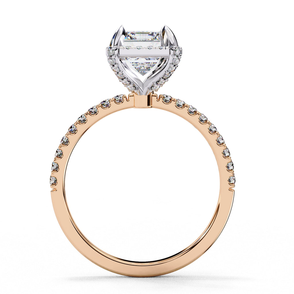 Radiant Central Stone Diamond Ring with Shimmering Side Accents