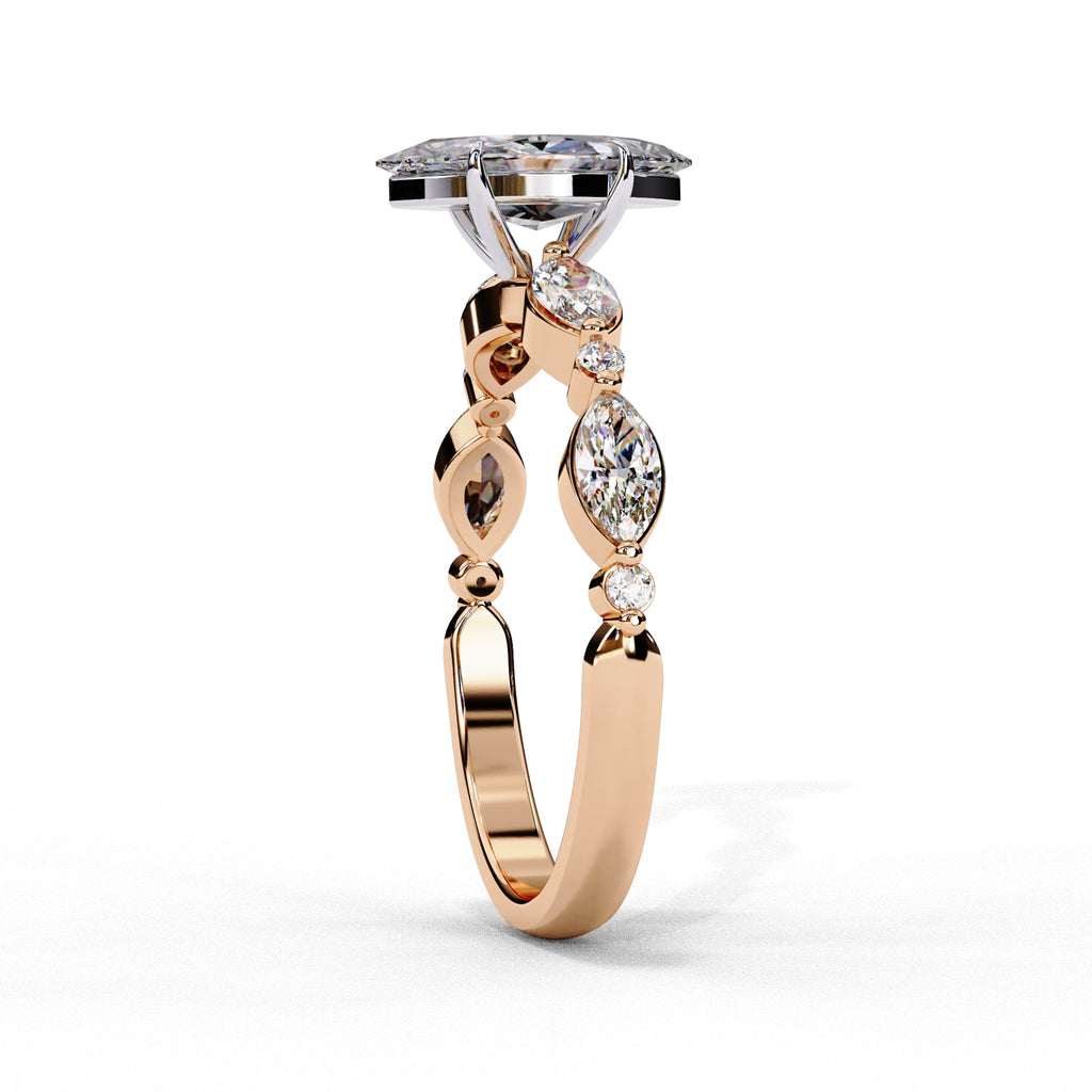 Elegant Central Stone Diamond Ring with Radiant Side Accents