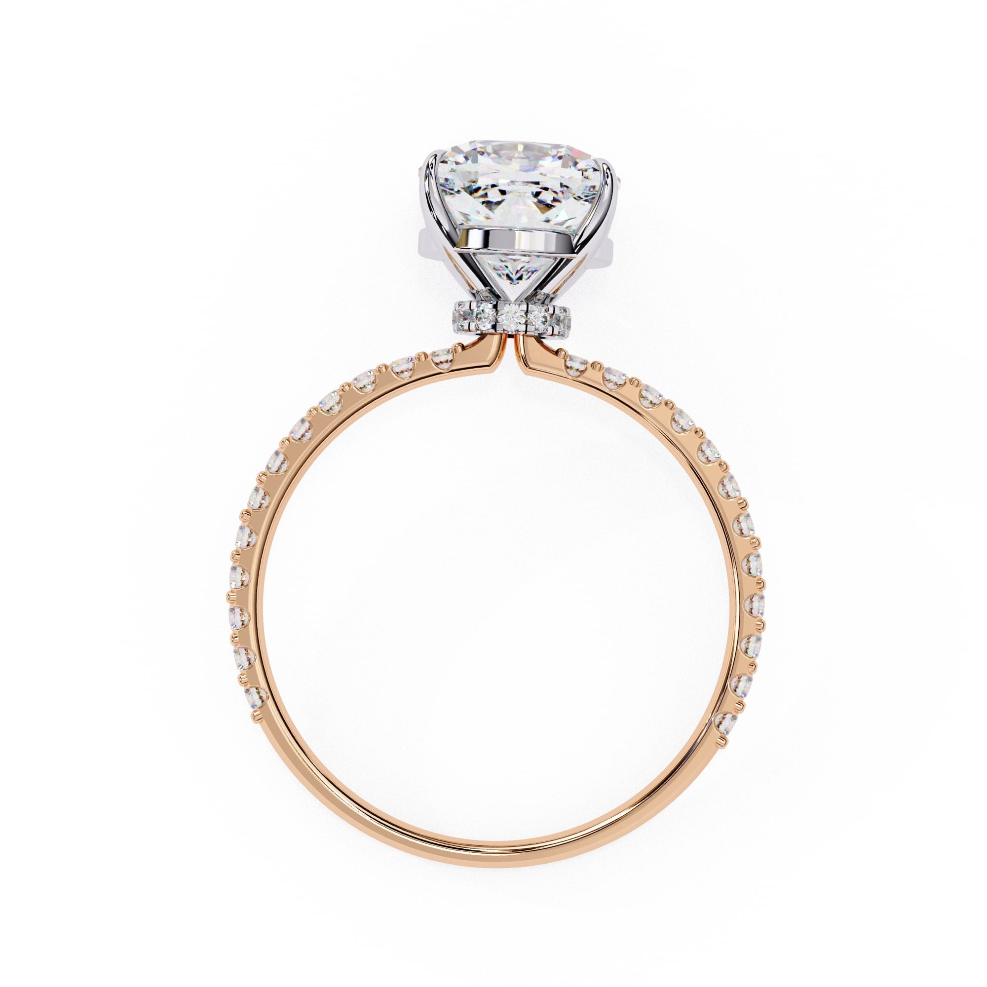 Radiant Central Stone Diamond Ring with Shimmering Side Accents
