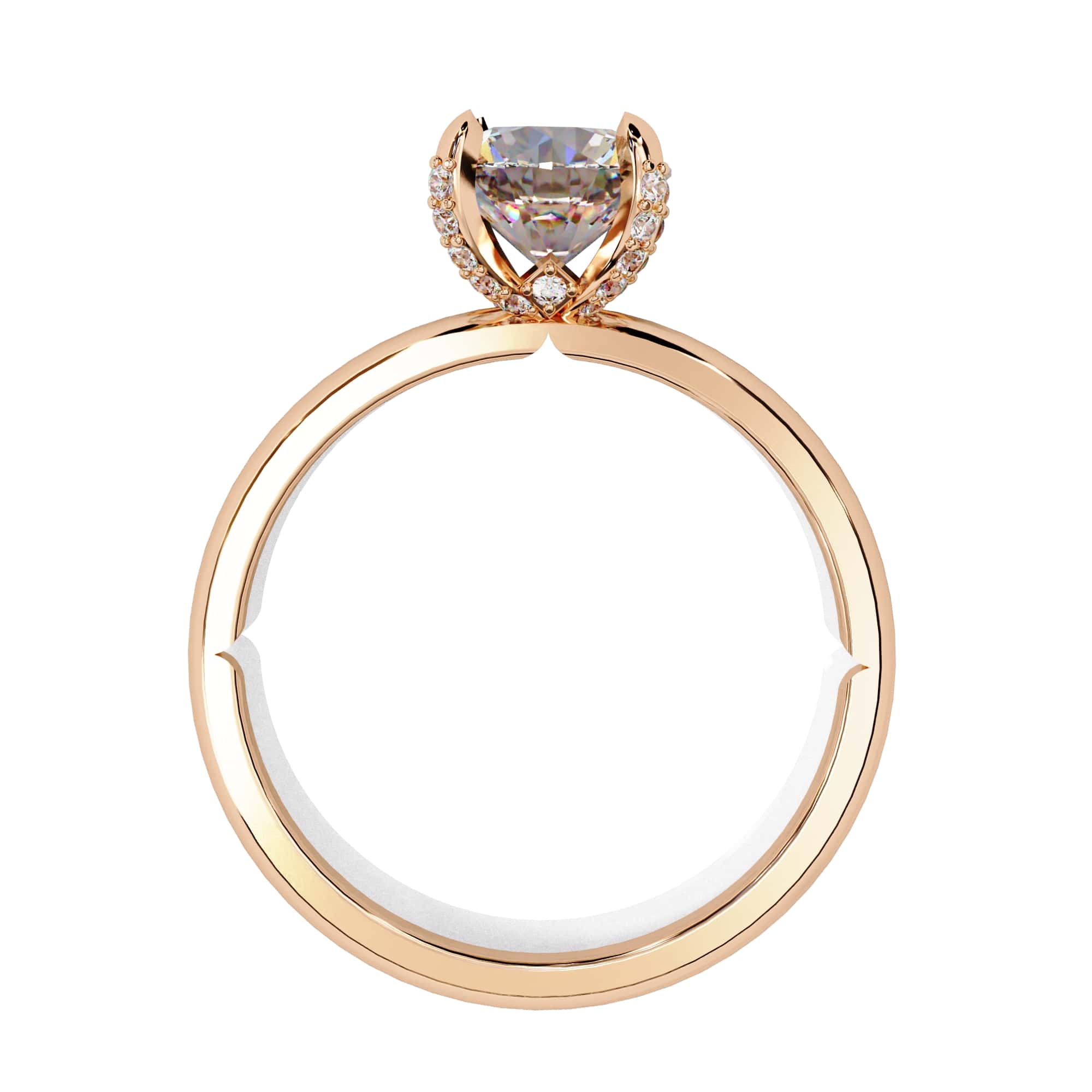 Radiant Central Stone Diamond Ring with Shimmering Side Accents