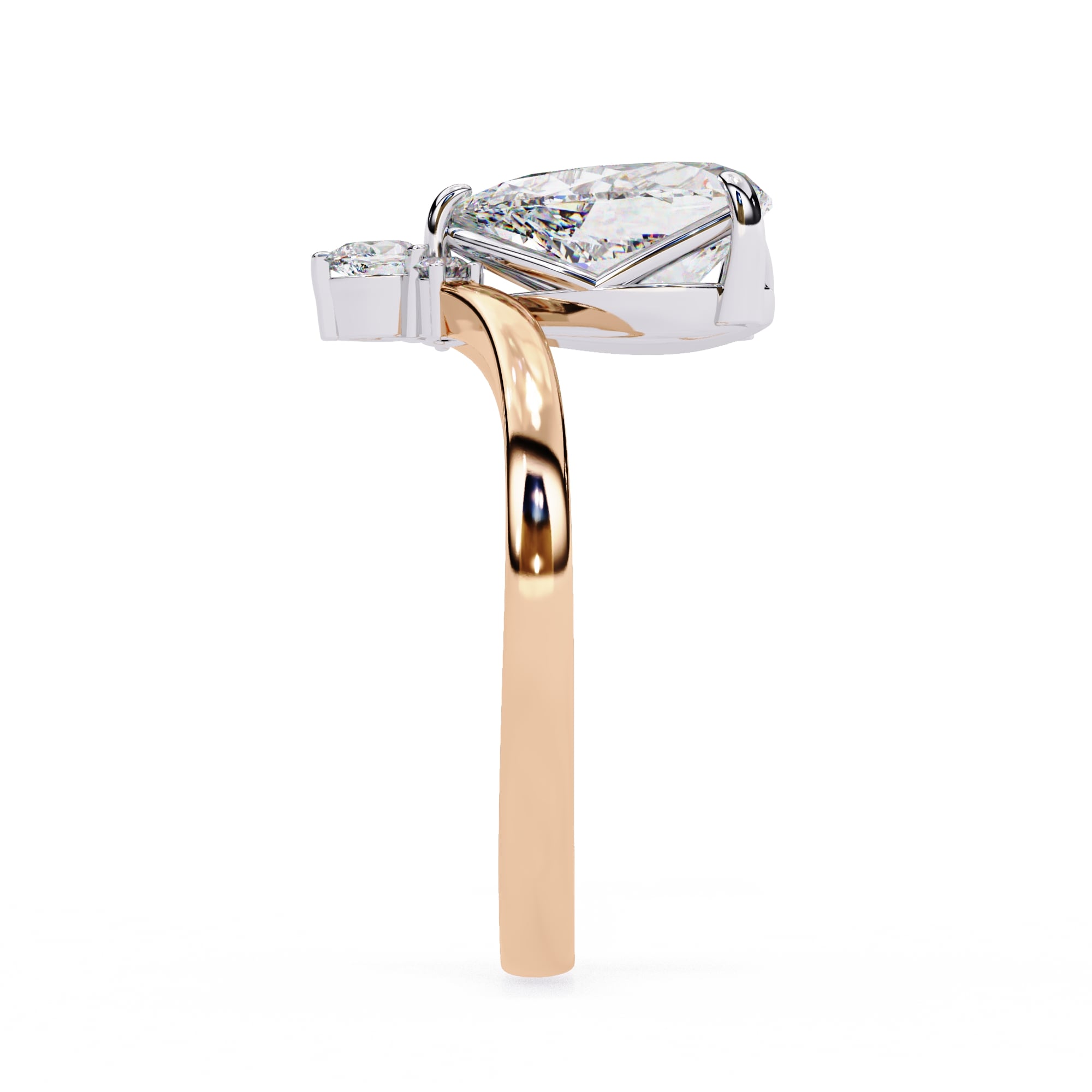 Radiant Central Stone Diamond Ring with Shimmering Side Accents