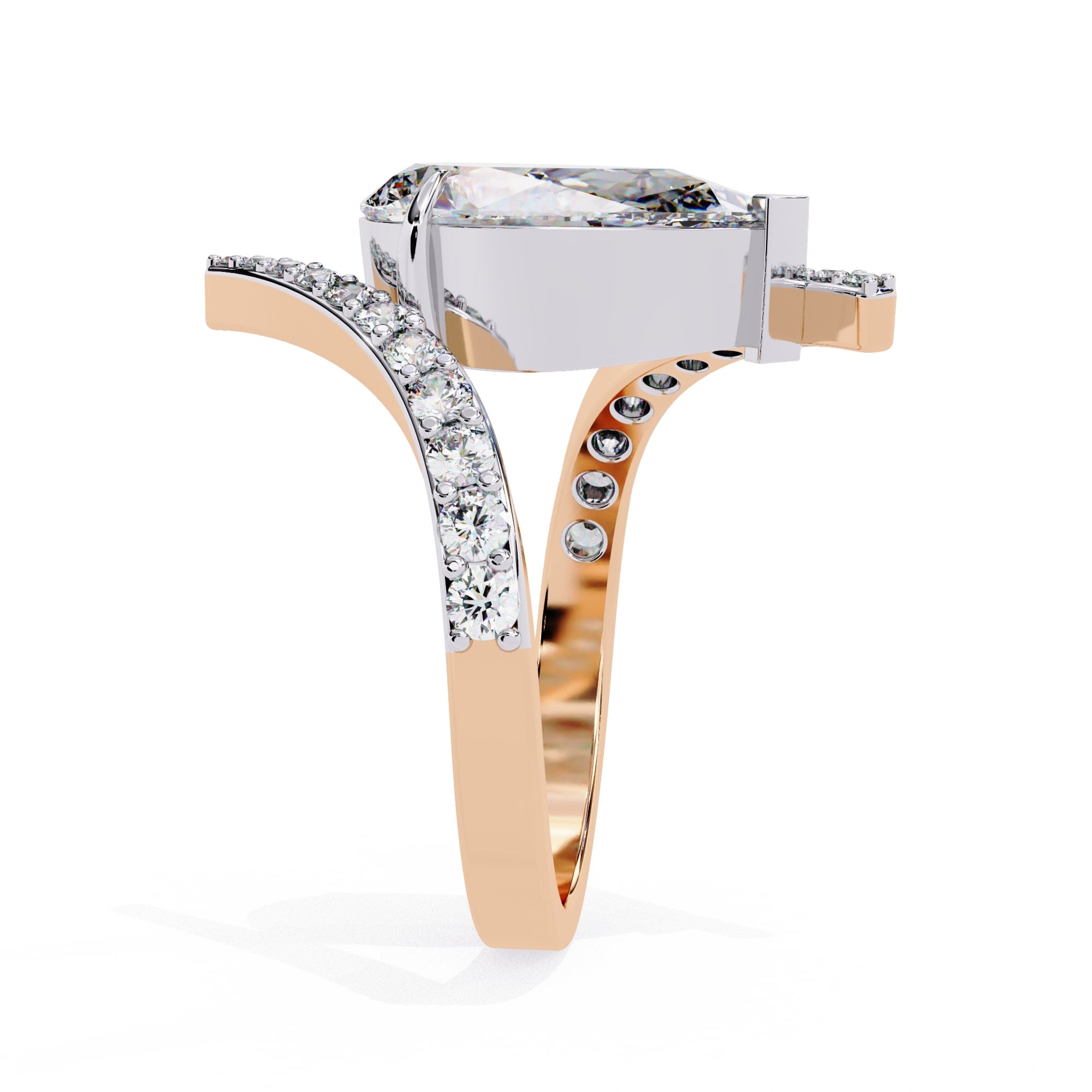 Radiant Central Stone Diamond Ring with Side Accents