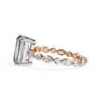 Radiant Central Stone Diamond Ring with Shimmering Side Accents
